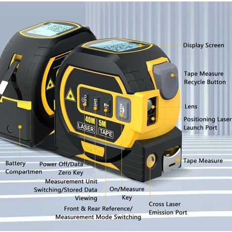 Ruban à mesurer Laser 3 en 1 télémètre Laser numérique avec écran LCD