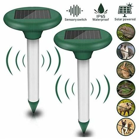 Lot de 2 répulsifs solaires anti taupes Répulsif solaire à ultrasons