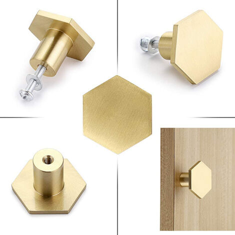 10x Bouton de Tiroir Hexagonal Poignée de Meuble Monotrou pour Armoire