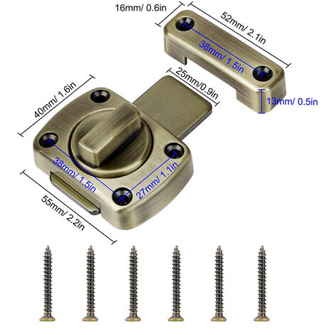 2 Pcs Verrou De Porte Tournante En Alliage De Zinc Verrou De Porte
