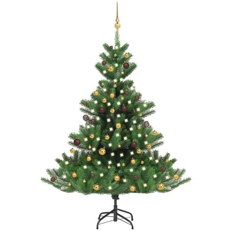 Inlife Sapin De No L Artificiel Nordmann Avec Led Et Boules Vert Cm