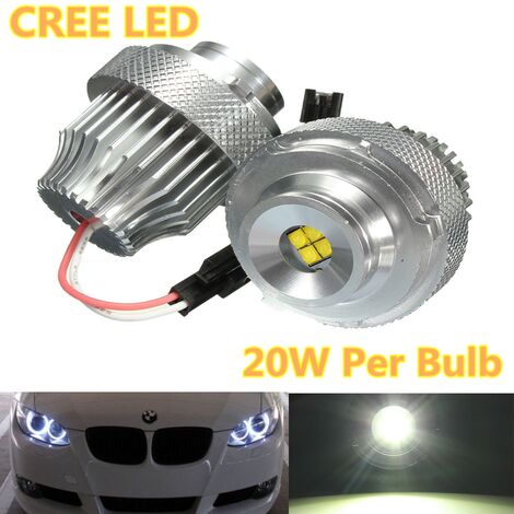 2Pcs 20W Weiß LED Angel Eyes Halo Ring Scheinwerfer 6500K Für BMW E60