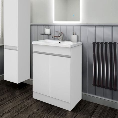 500mm Vanity Unit With Basin Floor Standing Matt White Storage Cabinets