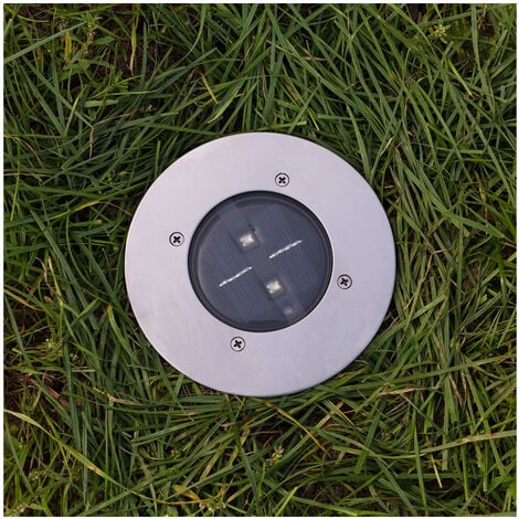 Solar LED Bodeneinbaustrahler 8er SET für Außen Edelstahl rund Ø14cm IP67