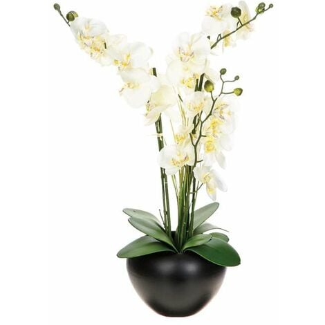 Orchidée Artificielle 63cm avec vase en céramique SILUMEN