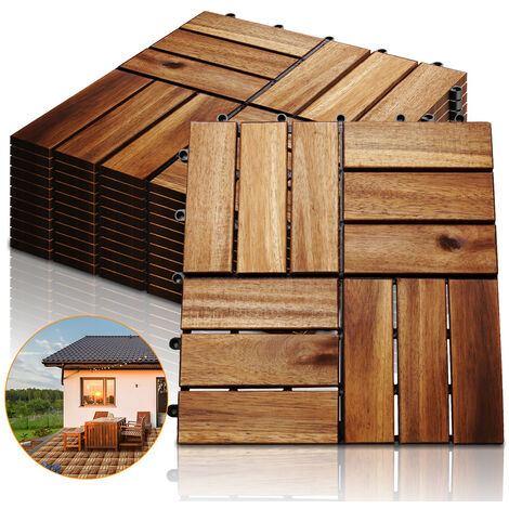 Swanew X Dalles De Terrasse En Bois D Acacia Pour M X Cm