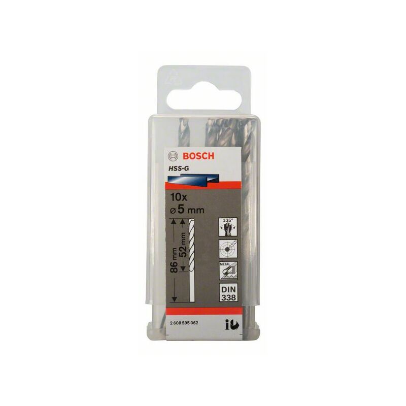 BOSCH 2608595062 Forets à métaux rectifiés HSS G DIN 338