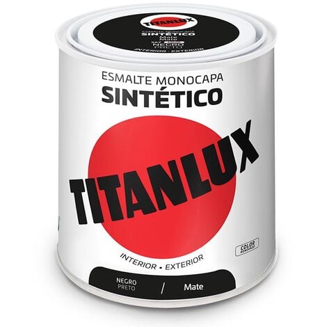 ESMALTE SINTÉTICO MONOCAPA MATE NEGRO 250ml TITANLUX 5809005