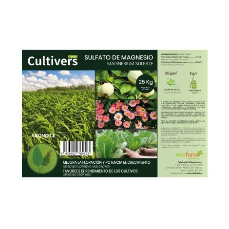 CULTIVERS Sulfato de Magnesio 25 kg Abono Universal ecológico 100 Natural