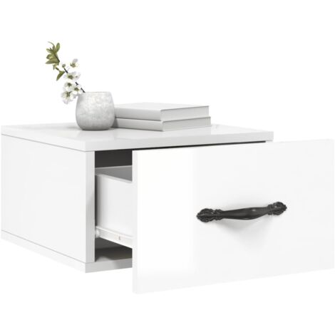 Tables De Chevet Murales Pcs Blanc Brillant X X Cm