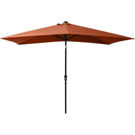 Parasol De Jardin Avec Led Et M T En Acier Terre Cuite X M