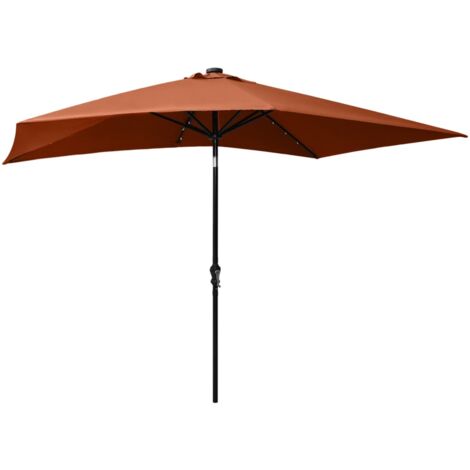 Parasol De Jardin Avec Led Et M T En Acier Terre Cuite X M