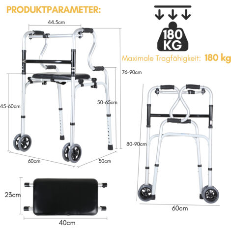 VINGO Rollator Leichtgewicht Gehgestell Gehhilfe 5 8 Fach