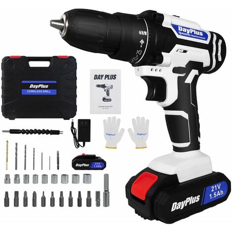 V Cordless Combi Drill Handheld Screwdriver Set With Nm Setting Li