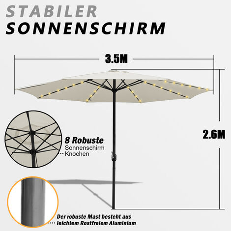 Tolletour Sonnenschirm Mit Led Und Schutzh Lle Cm Gartenschirm