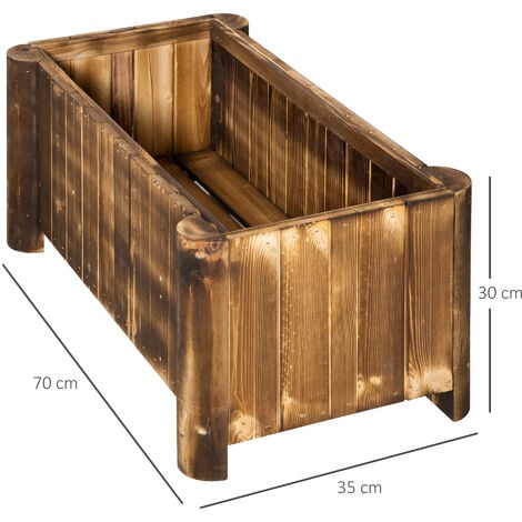 Outsunny Jardinera De Madera Arriate De Jard N Macetero Rectangular Con