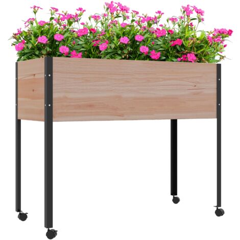 Outsunny Mesa De Cultivo Con Ruedas 99x42x81 Cm Huerto Urbano Elevado