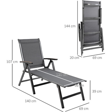 Tumbona De Jard N Relinable Tumbona Plegable De Aluminio Con Respaldo