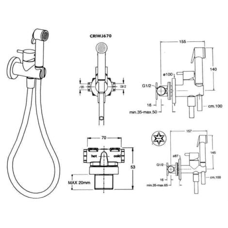 Kit Applique Douchette Wc Hygi Nique Avec Mitigeur Encastr Chrom