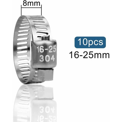 GROOFOO Ensemble de colliers de serrage 16 25 mm Réglable en acier