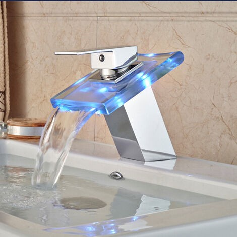 Mezclador de lavabo con fregadero Grifo LED de agua fría y caliente