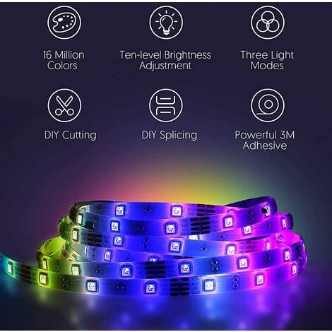 Yidomde Bande Lumineuse Bluetooth Ruban Led Rgb Tanche