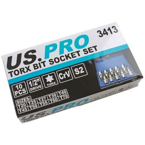 Us Pro Tools Pc Dr Torx Bit Socket Set T T