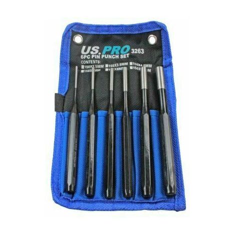 US PRO Tools PIN Punch Set 6pc Parallel Pin Metric Punch Tool Set 2 5mm