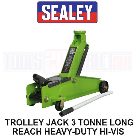 Sealey Trolley Jack Tonne Long Reach Heavy Duty Hi Vis Green Cxhv