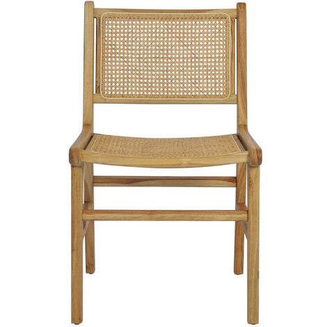 Lot De Chaises En Teck Et Cannage Bois Clair Basuki