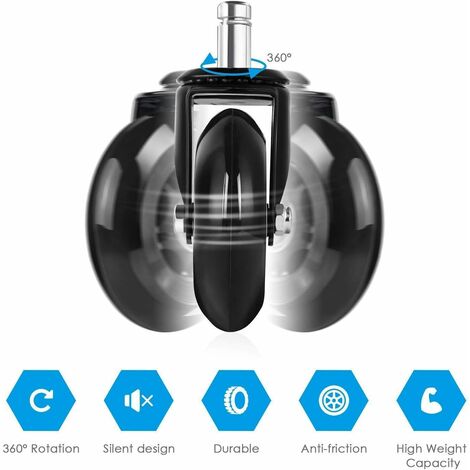 Minkurow Pack Ruedas Giratorias Para Piso Duro Para Sillas De Oficina