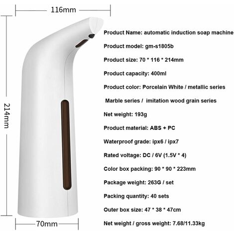 Dispensador De Jab N Minkurow Creative Ml Abs White Sensor