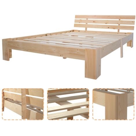 Lit Adulte En Bois Massif Avec Sommier Latte X Cm Naturel