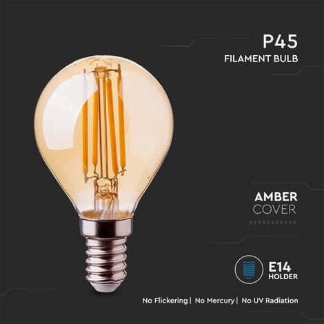 V Tac Led Gl Hbirne E W P Filament Amber K