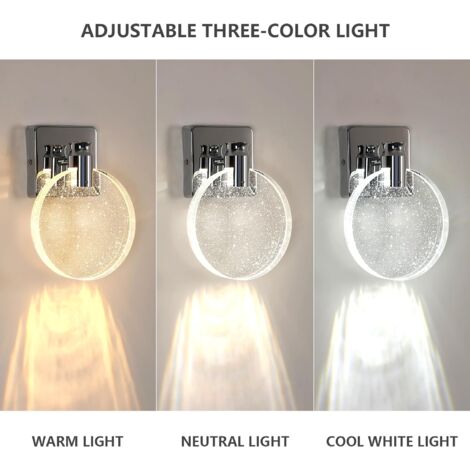 LED Wall Sconce With 3 Color Temperatures Scandinavian Chrome Modern