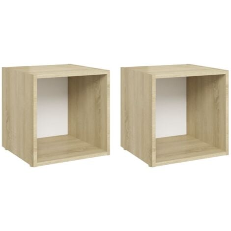 Meubles Tv Pcs Bancs Tv Armoires De Rangement Blanc Et Ch Ne Sonoma