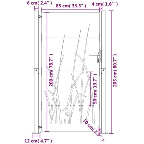 Portail De Jardin 105x205 Cm Acier Corten Conception D Herbe VidaXL