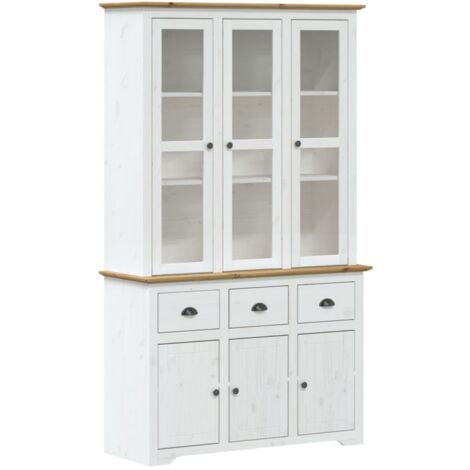 Buffet BODO Blanc Et Marron 115 5x43x200 5cm Bois Massif De Pin VidaXL