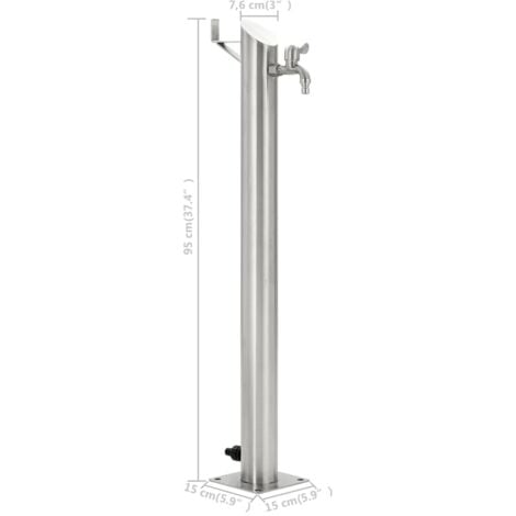 Colonne à eau de jardin ronde Acier inoxydable 95 cm vidaXL