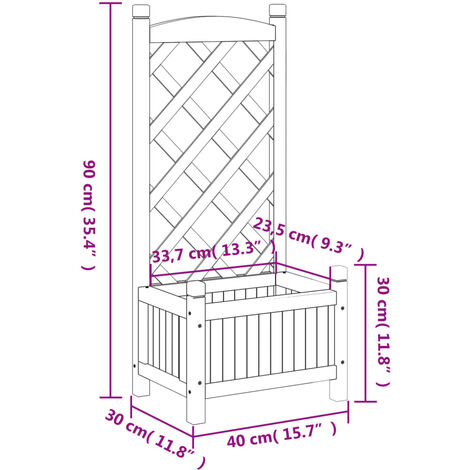 Jardinière avec treillis marron bois massif de sapin vidaXL