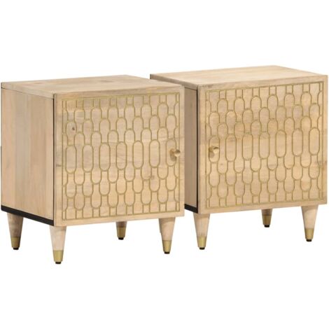 Tables De Chevet 2 Pcs 40x33x46 Cm Bois De Manguier Solide VidaXL