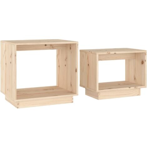 Tables Basses Gigognes Pcs Bois De Pin Massif Vidaxl