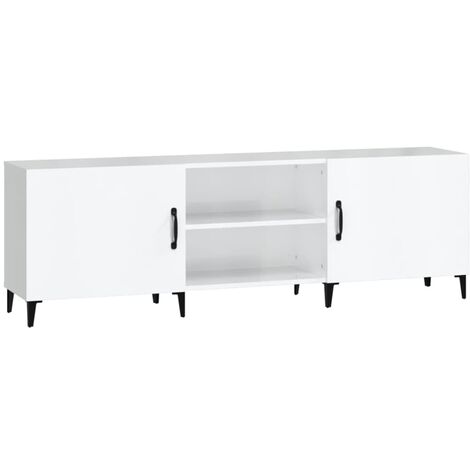 Meuble Tv Blanc Brillant X X Cm Bois D Ing Nierie Vidaxl