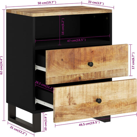 Table De Chevet X X Cm Bois De Manguier Et D Ing Nierie Vidaxl