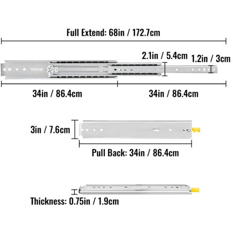 VEVOR Glissiere Tiroir Charge Lourde De 500 Livres Glissiere