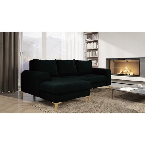 Instra Left Hand Facing Fabric Corner Sofa Bed Black