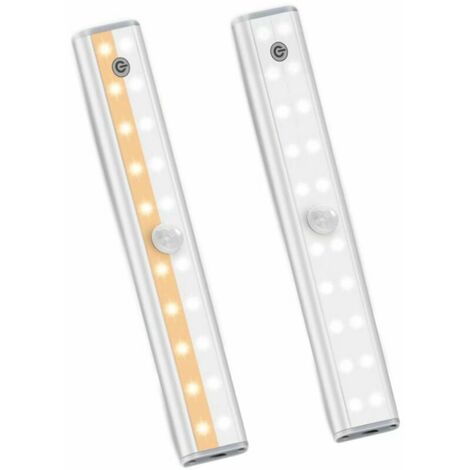 Uds Luz Led Bicolor Recargable Con Sensor De Cuerpo Humano Luz