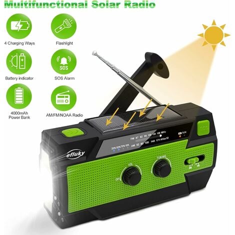 Minkurow Radio Solare Am Fm Noaa Radio A Manovella Radio Portatile Di