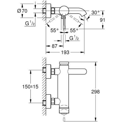 Mezclador mecánico de baño GROHE Essence con columnas