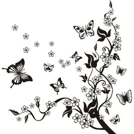 Autocollant Mural Papillon Et Fleurs Photo Murale Lettres De Devise